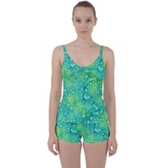 Retro Flower Pattern Design Batik Tie Front Two Piece Tankini