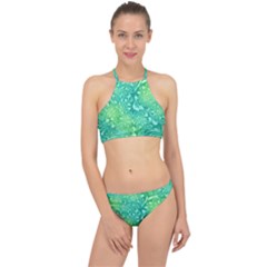 Retro Flower Pattern Design Batik Halter Bikini Set by Posterlux