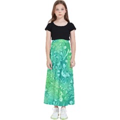 Retro Flower Pattern Design Batik Kids  Flared Maxi Skirt