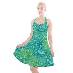 Retro Flower Pattern Design Batik Halter Party Swing Dress 