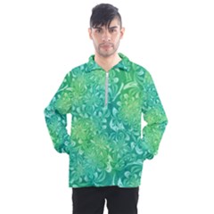 Retro Flower Pattern Design Batik Men s Half Zip Pullover by Posterlux