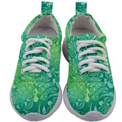 Retro Flower Pattern Design Batik Kids Athletic Shoes by Posterlux