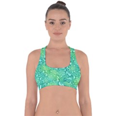 Retro Flower Pattern Design Batik Cross Back Hipster Bikini Top 