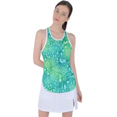 Retro Flower Pattern Design Batik Racer Back Mesh Tank Top