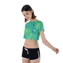 Retro Flower Pattern Design Batik Tie Back Short Sleeve Crop T-Shirt View2