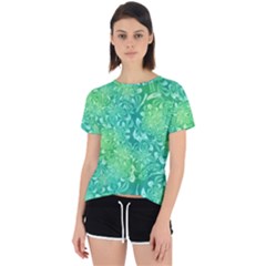 Retro Flower Pattern Design Batik Open Back Sport T-shirt by Posterlux