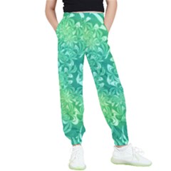 Retro Flower Pattern Design Batik Kids  Joggers by Posterlux