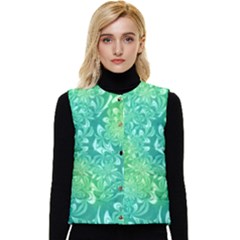 Retro Flower Pattern Design Batik Women s Button Up Puffer Vest