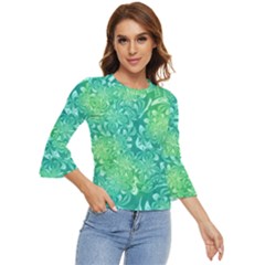 Retro Flower Pattern Design Batik Bell Sleeve Top