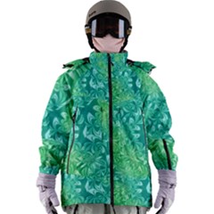 Retro Flower Pattern Design Batik Women s Zip Ski And Snowboard Waterproof Breathable Jacket by Posterlux