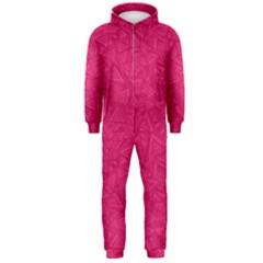 Pink Abstract Crimson Triangle Hooded Jumpsuit (men)