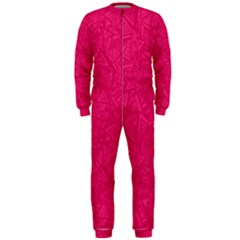 Pink Abstract Crimson Triangle Onepiece Jumpsuit (men)