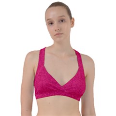 Pink Abstract Crimson Triangle Sweetheart Sports Bra by Posterlux