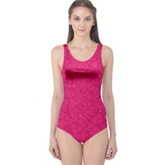 Pink Abstract Crimson Triangle One Piece Swimsuit