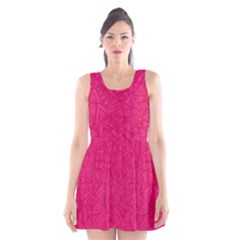 Pink Abstract Crimson Triangle Scoop Neck Skater Dress