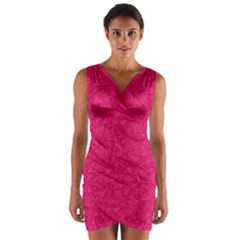 Pink Abstract Crimson Triangle Wrap Front Bodycon Dress by Posterlux