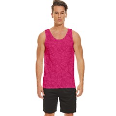 Pink Abstract Crimson Triangle Men s Wide Collar Tank Top by Posterlux