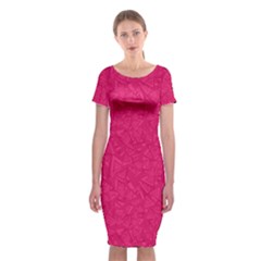 Pink Abstract Crimson Triangle Classic Short Sleeve Midi Dress by Posterlux