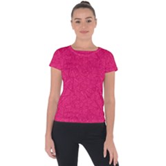 Pink Abstract Crimson Triangle Short Sleeve Sports Top 