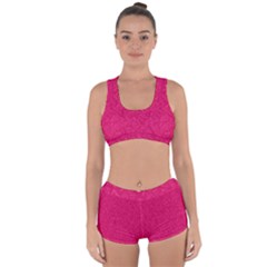 Pink Abstract Crimson Triangle Racerback Boyleg Bikini Set