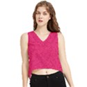 Pink Abstract Crimson Triangle V-Neck Cropped Tank Top View1