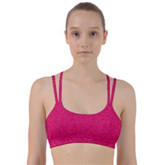 Pink Abstract Crimson Triangle Line Them Up Sports Bra by Posterlux