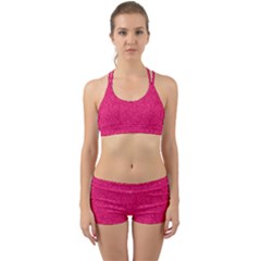 Pink Abstract Crimson Triangle Back Web Gym Set by Posterlux