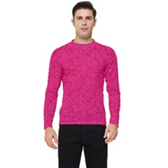 Pink Abstract Crimson Triangle Men s Long Sleeve Rash Guard