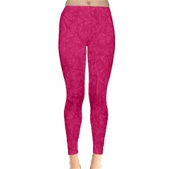 Pink Abstract Crimson Triangle Inside Out Leggings by Posterlux