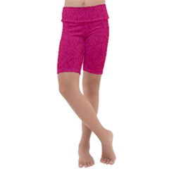 Pink Abstract Crimson Triangle Kids  Lightweight Velour Cropped Yoga Leggings by Posterlux