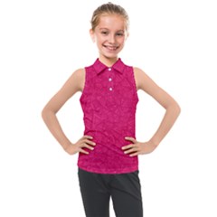 Pink Abstract Crimson Triangle Kids  Sleeveless Polo T-shirt