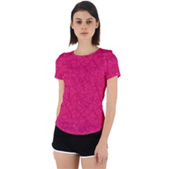 Pink Abstract Crimson Triangle Back Cut Out Sport T-shirt by Posterlux