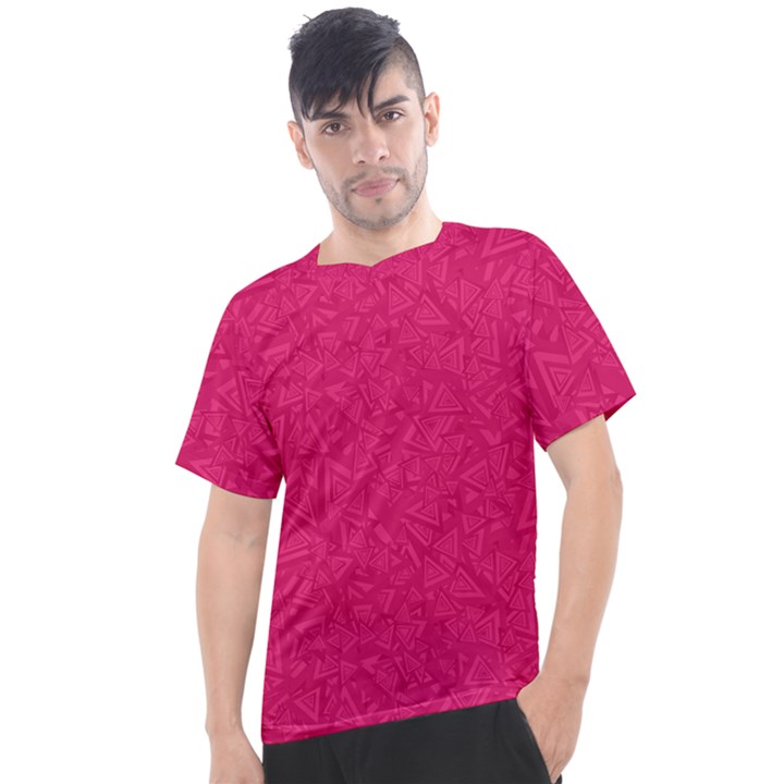 Pink Abstract Crimson Triangle Men s Sport Top