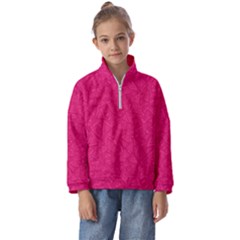 Pink Abstract Crimson Triangle Kids  Half Zip Hoodie