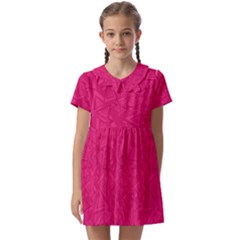 Pink Abstract Crimson Triangle Kids  Asymmetric Collar Dress