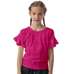 Pink Abstract Crimson Triangle Kids  Cut Out Flutter Sleeves by Posterlux