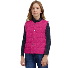 Pink Abstract Crimson Triangle Kid s Button Up Puffer Vest	