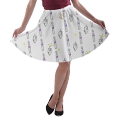 Dreidel Candles Spinning Top A-line Skater Skirt