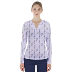 Dreidel Candles Spinning Top V-neck Long Sleeve Top