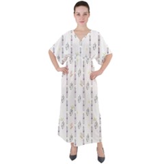 Dreidel Candles Spinning Top V-neck Boho Style Maxi Dress by Posterlux