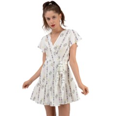 Dreidel Candles Spinning Top Flutter Sleeve Wrap Dress