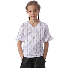 Dreidel Candles Spinning Top Kids  V-neck Horn Sleeve Blouse by Posterlux