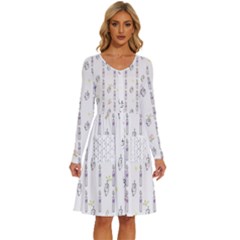 Dreidel Candles Spinning Top Long Sleeve Dress With Pocket by Posterlux