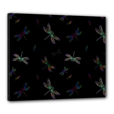 Background Pattern Dragonfly Canvas 24  X 20  (stretched)