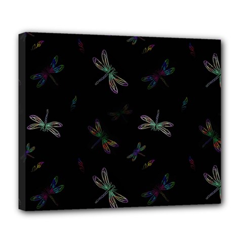 Background Pattern Dragonfly Deluxe Canvas 24  X 20  (stretched)