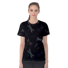 Background Pattern Dragonfly Women s Cotton T-shirt