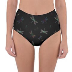 Background Pattern Dragonfly Reversible High-waist Bikini Bottoms