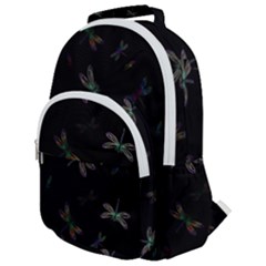 Background Pattern Dragonfly Rounded Multi Pocket Backpack by Posterlux