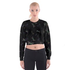 Background Pattern Dragonfly Cropped Sweatshirt