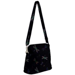 Background Pattern Dragonfly Zipper Messenger Bag by Posterlux